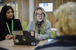 Group of people talking to each other